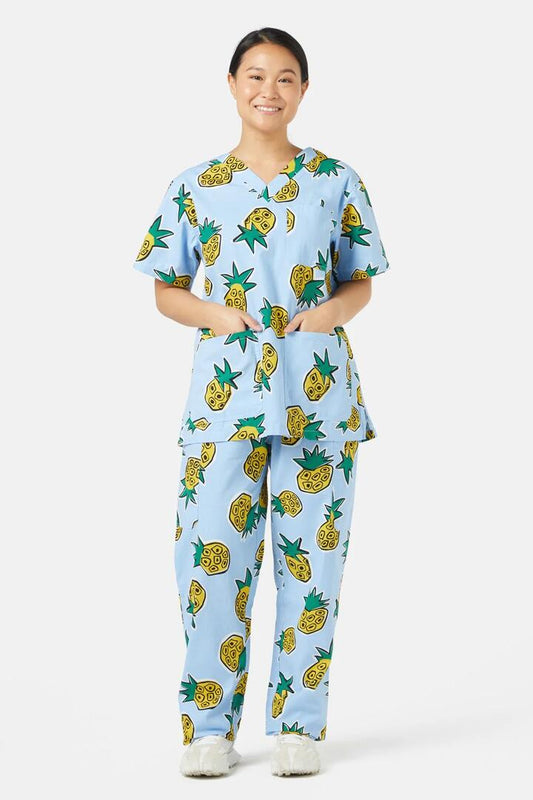 Image of a model wearing Uniforms & Workwear. Productname: Pineapple Scrub Set in Print colour by brand - Gorman