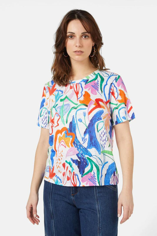 Image of a model wearing Tops. Productname: Vivid Impressions Tee in Print colour by brand - Gorman
