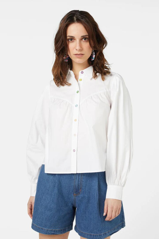 Image of a model wearing Tops. Productname: Goodie Gumdrop Shirt in White colour by brand - Gorman