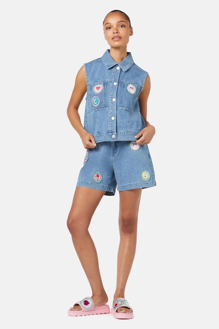 Image of Coats & Jackets. Product name - Bring A Plate Denim Vest in Denim colour by brand - Gorman