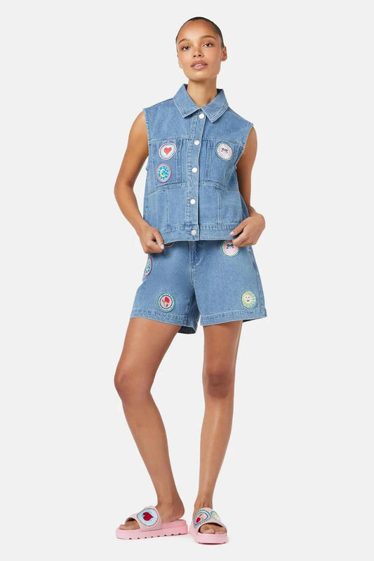 Image of Coats & Jackets. Product name - Bring A Plate Denim Vest in Denim colour by brand - Gorman
