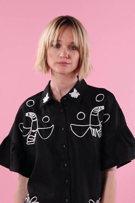 Image of a model wearing Tops. Productname: Palm Pals Shirt in Black colour by brand - Gorman