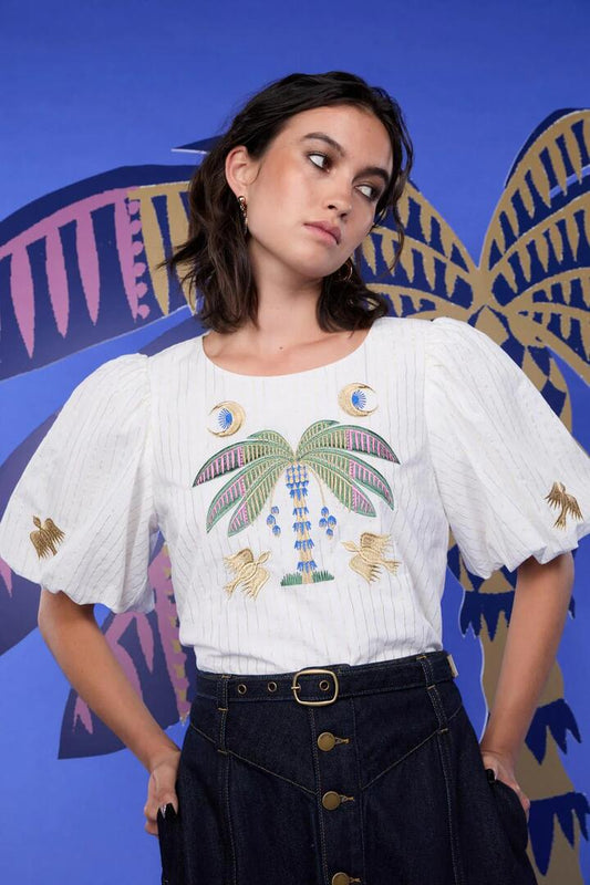 Image of a model wearing Tops. Productname: Stamp Collecting Top in Print colour by brand - Gorman