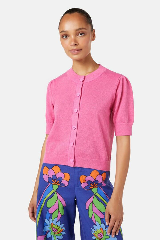 Image of a model wearing Outerwear. Productname: Harper Cardi in Pink colour by brand - Gorman