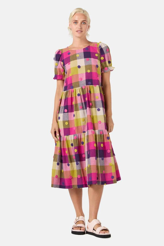 Image of Dresses. Productname: Polka Spot Gingham Dress in Green colour by brand - Gorman