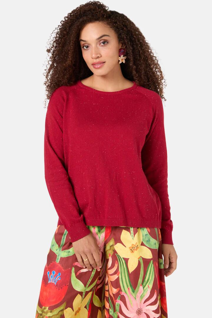 Image of a model wearing Outerwear. Product name - Stacey Jumper in Red colour by brand - Gorman