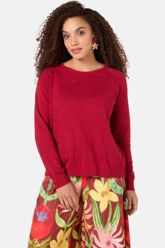 Image of a model wearing Outerwear. Product name - Stacey Jumper in Red colour by brand - Gorman