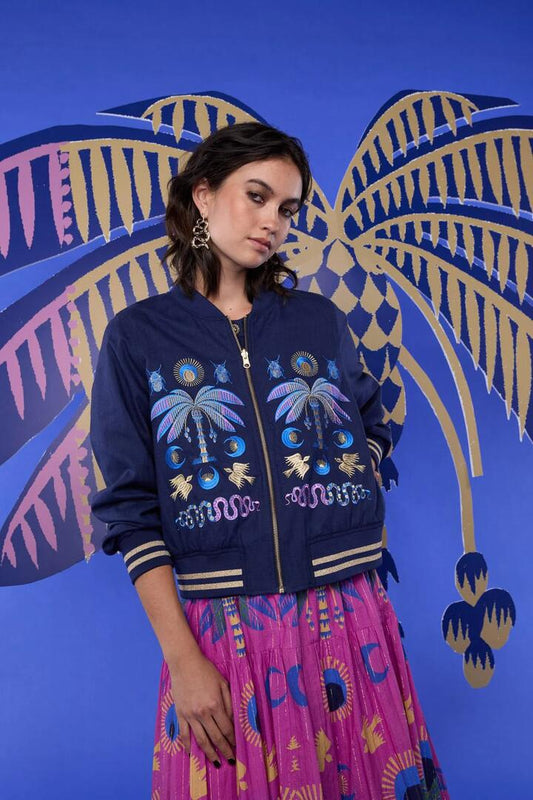 Image of a model wearing Outerwear. Productname: Stamp Collecting Bomber in Print colour by brand - Gorman