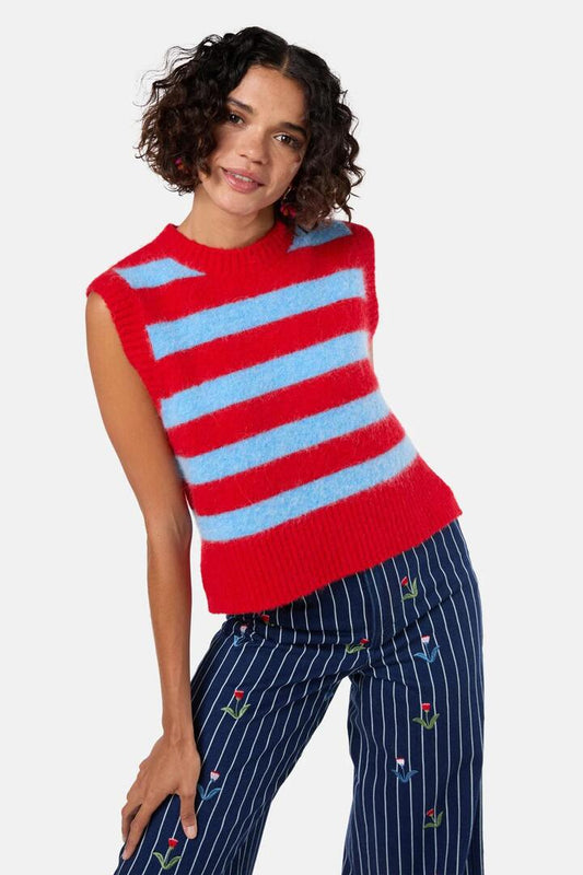 Image of Coats & Jackets. Productname: Line Work Knit Vest in Stripe colour by brand - Gorman