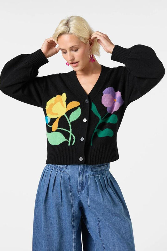 Image of a model wearing Outerwear. Productname: Leafy Lessons Cardigan in Multi colour by brand - Gorman