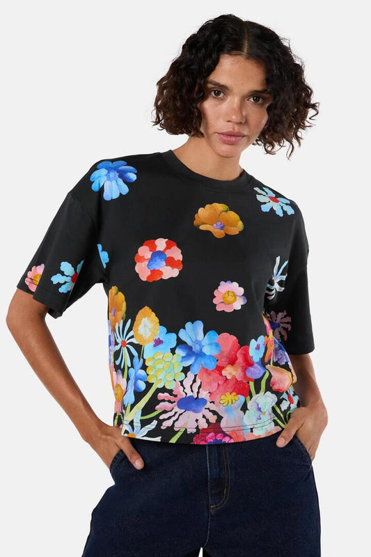 Image of a model wearing Tops. Productname: Big Bouquet Placement Relaxed Tee in Print colour by brand - Gorman