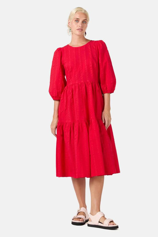 Image of Dresses. Productname: Fraser Tiered Dress in Red colour by brand - Gorman
