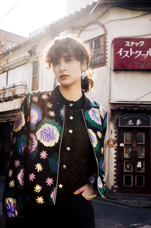 Image of a model wearing Outerwear. Productname: The Comet Jacquard Jacket in Multi colour by brand - Gorman