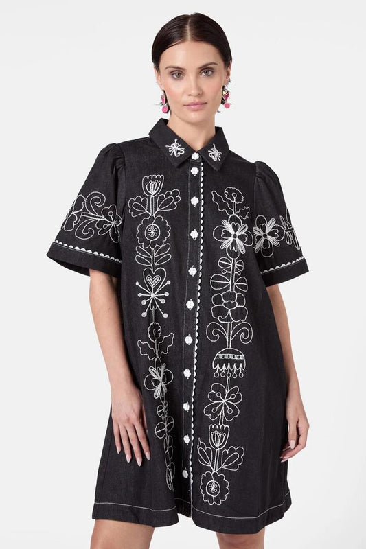 Image of Dresses. Productname: Folk Tales Shirt Dress in Black colour by brand - Gorman