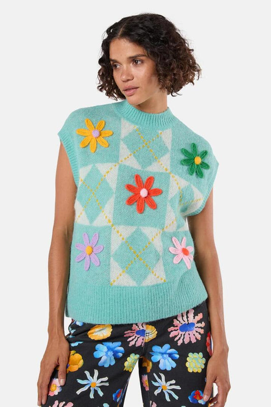 Image of Coats & Jackets. Product name - Big Bouquet Vest in Blue colour by brand - Gorman