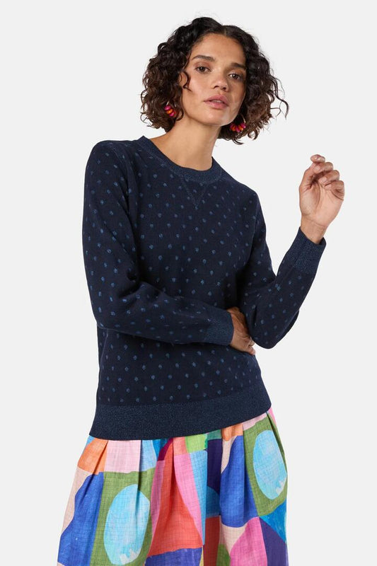 Image of a model wearing Outerwear. Productname: Nola Jumper in Navy colour by brand - Gorman