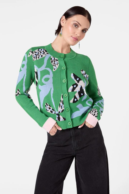 Image of a model wearing Outerwear. Productname: The Vines Cardigan in Multi colour by brand - Gorman