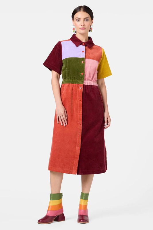 Image of Dresses. Productname: Retro Spliced Corduroy Dress in Multi colour by brand - Gorman