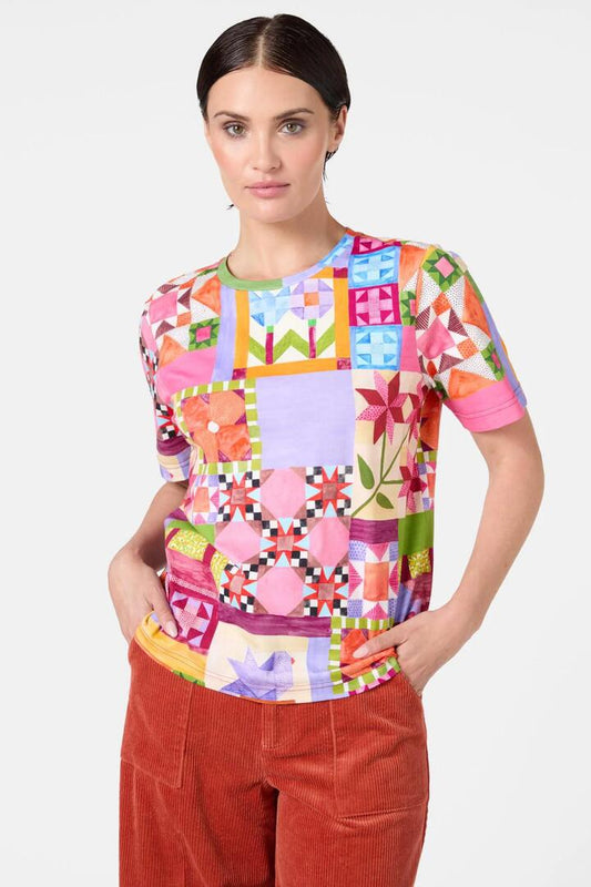 Image of a model wearing Tops. Productname: Heirloom Classic Tee in Print colour by brand - Gorman