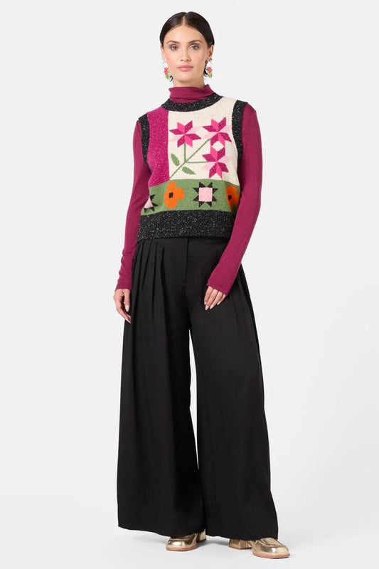 Image of a model wearing Tops. Productname: Heirloom Knit Vest in Multi colour by brand - Gorman
