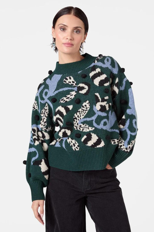Image of a model wearing Outerwear. Product name - The Vines Jumper in Multi colour by brand - Gorman