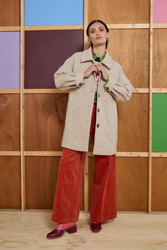 Image of a model wearing Outerwear. Productname: Freckle Coat in Oatmeal colour by brand - Gorman