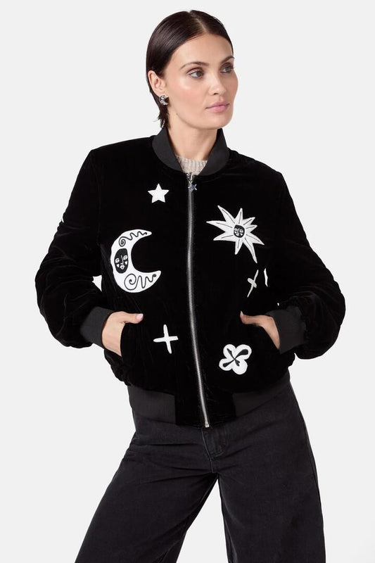 Image of a model wearing Outerwear. Productname: Lost And Found Bomber in Black colour by brand - Gorman