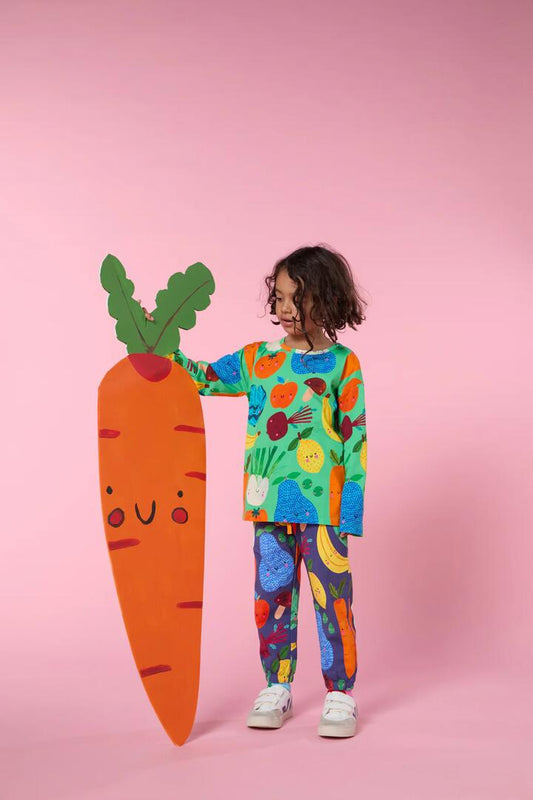 Image of a model wearing Tops. Productname: Veggies Kids LS Tee in Green colour by brand - Gorman