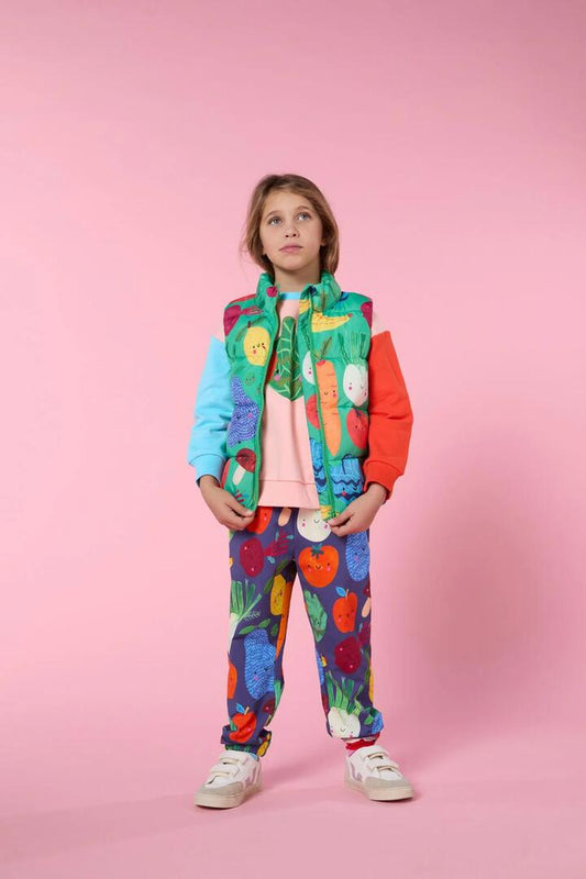 Image of a model wearing Outerwear. Productname: Veggies Kids Puffer Vest in Multi colour by brand - Gorman