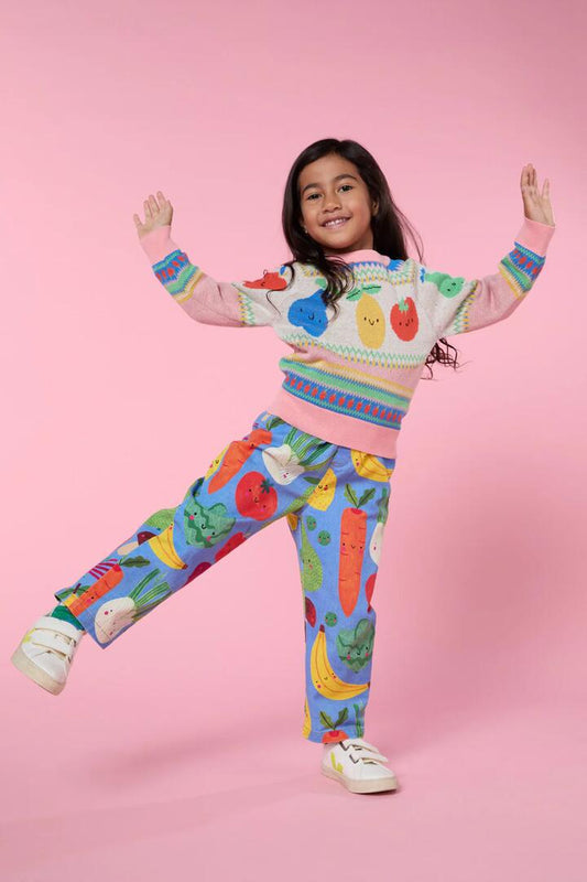Image of a model wearing Tops. Productname: Veggies Kids Raglan Knit in Multi colour by brand - Gorman