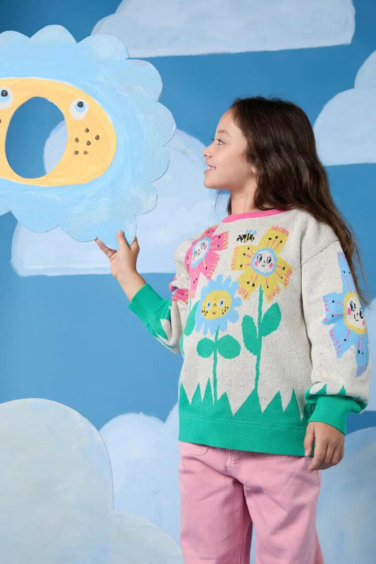 Image of a model wearing Tops. Productname: Happy Floral Kids Knit in Multi colour by brand - Gorman