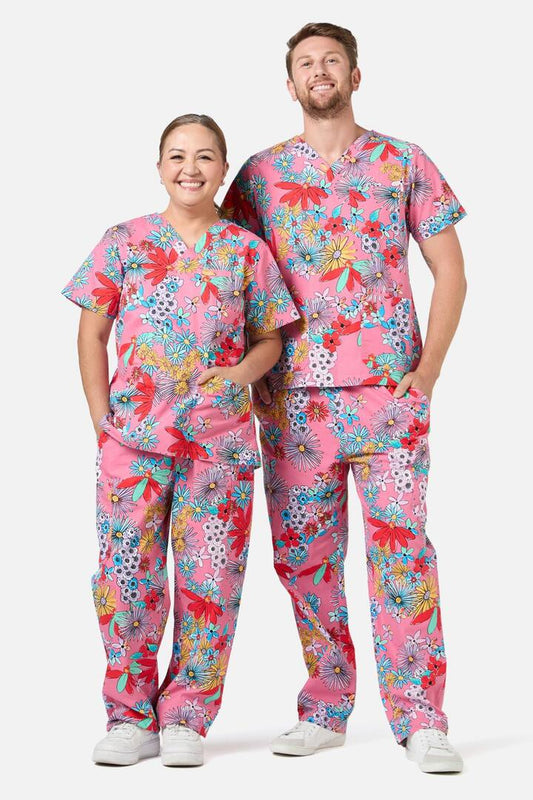 Image of a model wearing Uniforms & Workwear. Productname: Blossom Scrub Set in Pink colour by brand - Gorman