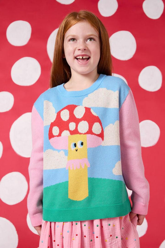 Image of a model wearing Outerwear. Productname: Toadstool Kids Jumper in Multi colour by brand - Gorman