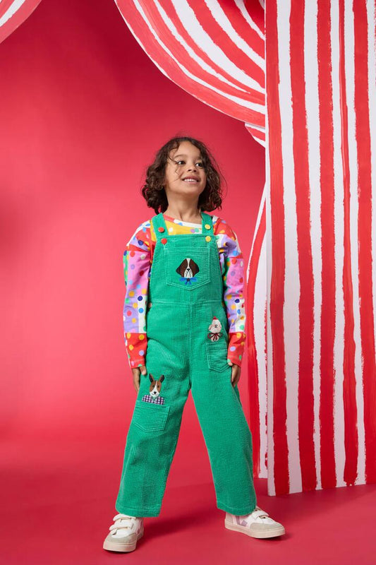 Image of a model wearing Pants. Productname: Doggies Kids Overalls in Green colour by brand - Gorman