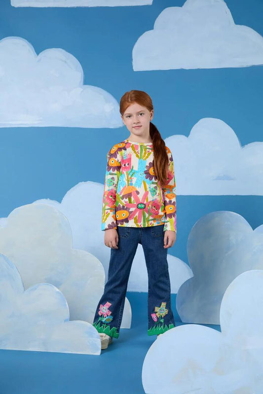 Image of a model wearing Tops. Productname: Happy Floral Kids LS Tee in Multi colour by brand - Gorman
