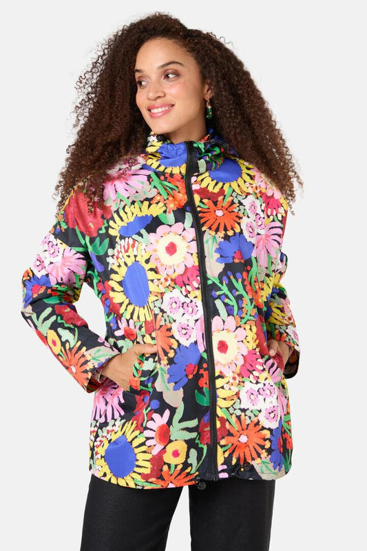 Image of a model wearing Rain Coats. Productname: Bloomscape Raincoat in Print colour by brand - Gorman