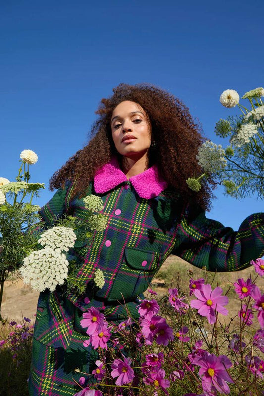 Image of a model wearing Outerwear. Productname: Camden Bomber Jacket in Check colour by brand - Gorman