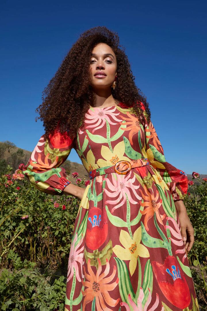 Image of Dresses. Product name - Rosie's Posies Long Dress in Print colour by brand - Gorman