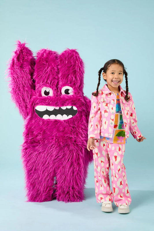 Image of a model wearing Outerwear. Productname: Pink Leopard Kids Jacket in Pink colour by brand - Gorman