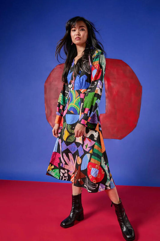 Image of Dresses. Product name - Crafternoon V-Neck Dress in Print colour by brand - Gorman