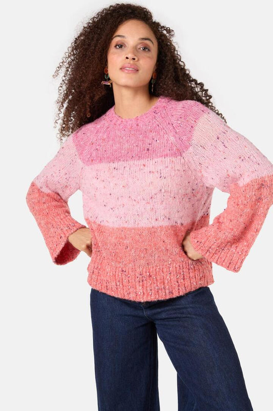 Image of a model wearing Outerwear. Productname: Eventide Jumper in Pink colour by brand - Gorman