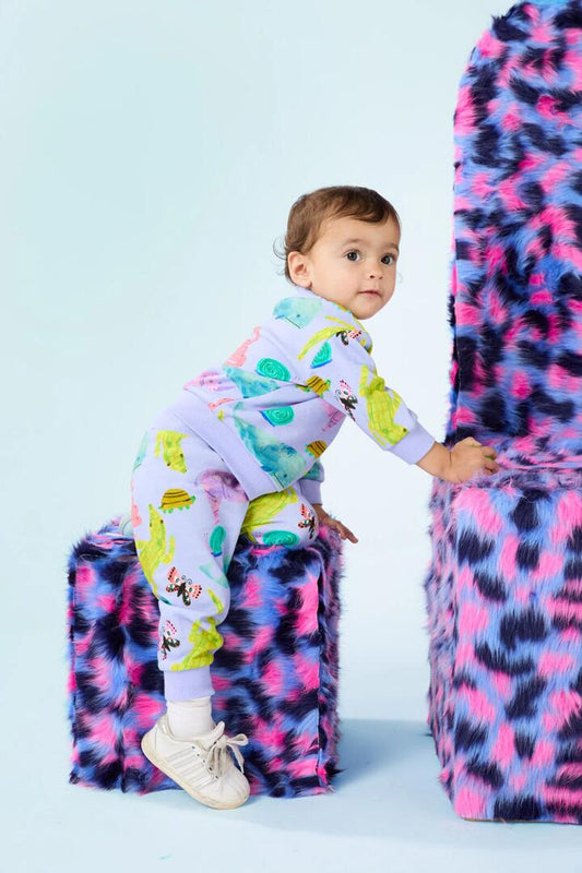 Image of a model wearing Outerwear. Productname: Animals Baby Sweater in Lavender colour by brand - Gorman