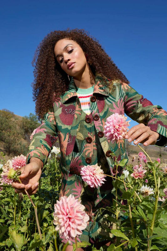 Image of a model wearing Outerwear. Productname: Rosie's Posies Jacket in Multi colour by brand - Gorman
