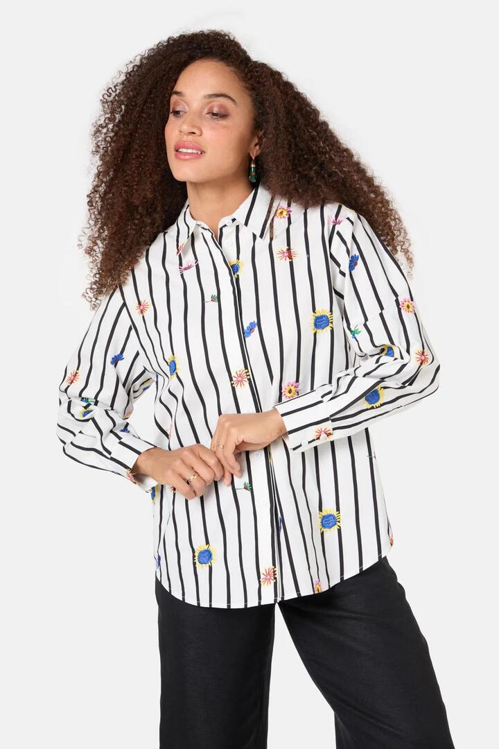 Image of Shirts. Productname: Bloomscape Emb Shirt in Stripe colour by brand - Gorman