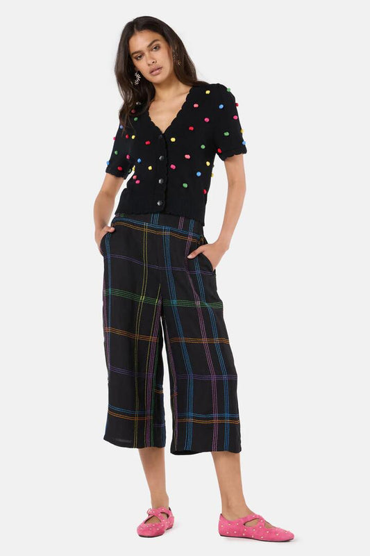 Image of a model wearing Skirts. Product name - Stitched Skort in Black colour by brand - Gorman