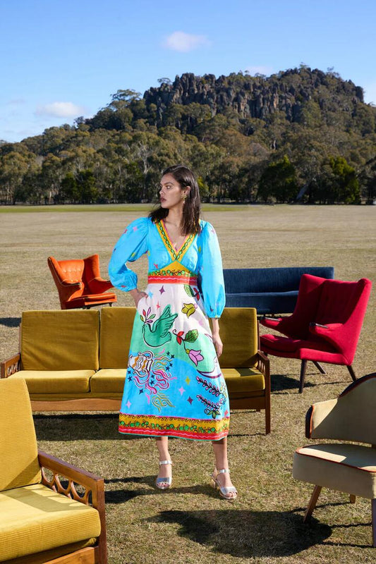 Image of Dresses. Product name - Good Fortune Party Dress in Print colour by brand - Gorman