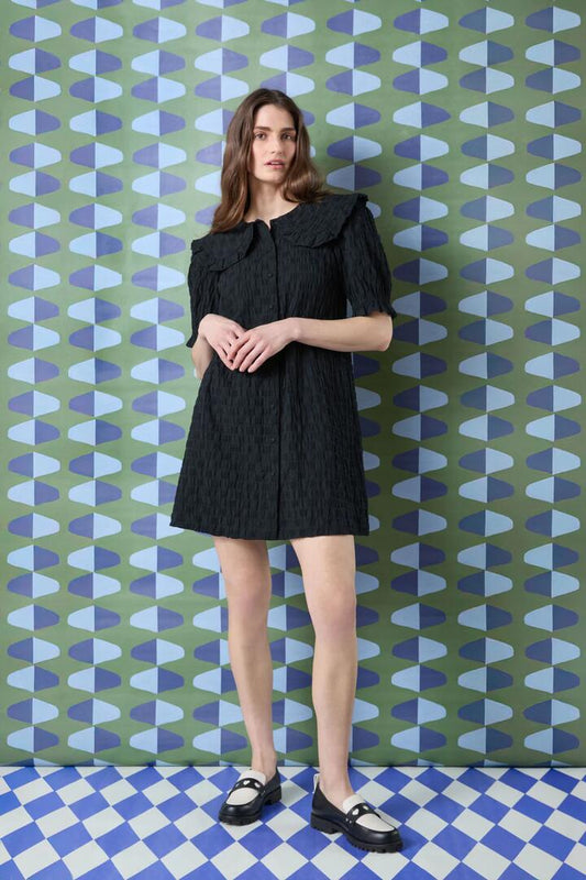 Image of Dresses. Product name - Clover Shirt Dress in Black colour by brand - Gorman