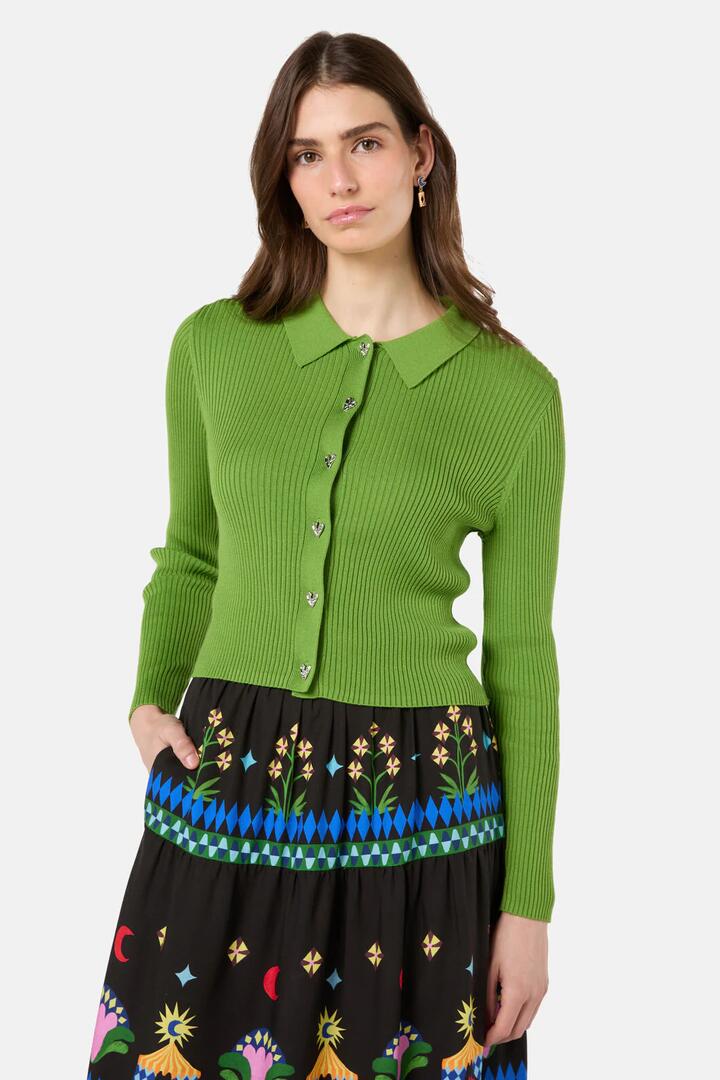 Image of Cardigans. Product name - Poppy Cardigan in Green colour by brand - Gorman