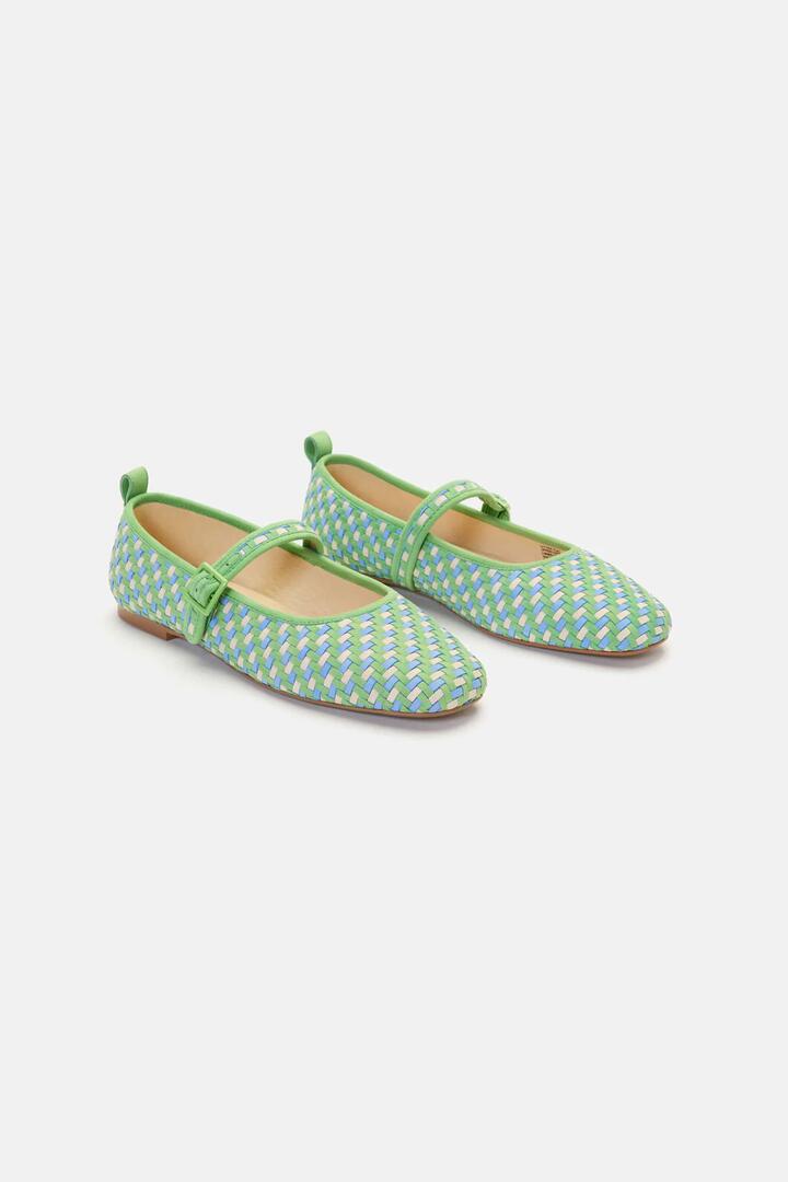 Image of Flats. Product name - Lattice Flat Green in Green colour by brand - Gorman