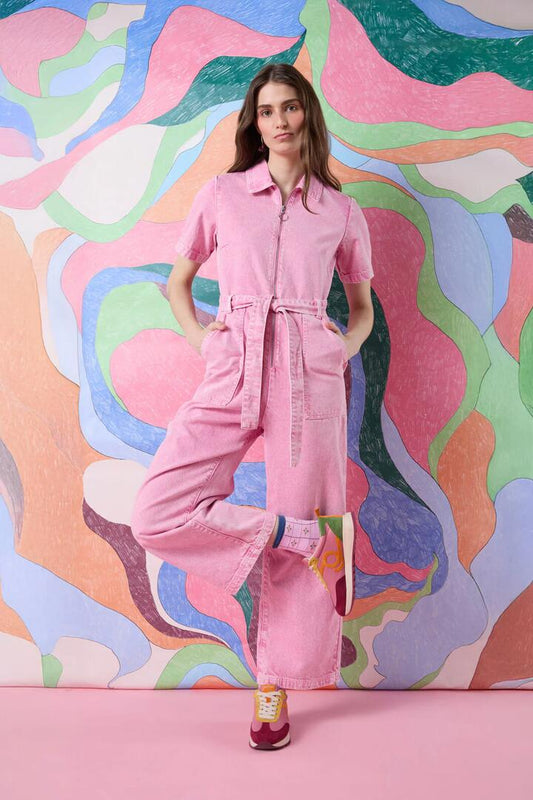 Image of a model wearing Pants. Productname: Marylou Pantsuit in Pink colour by brand - Gorman